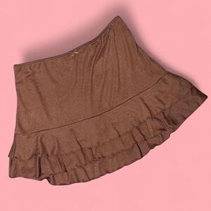 Babydoll Brown Mini Skirt with Ruffles